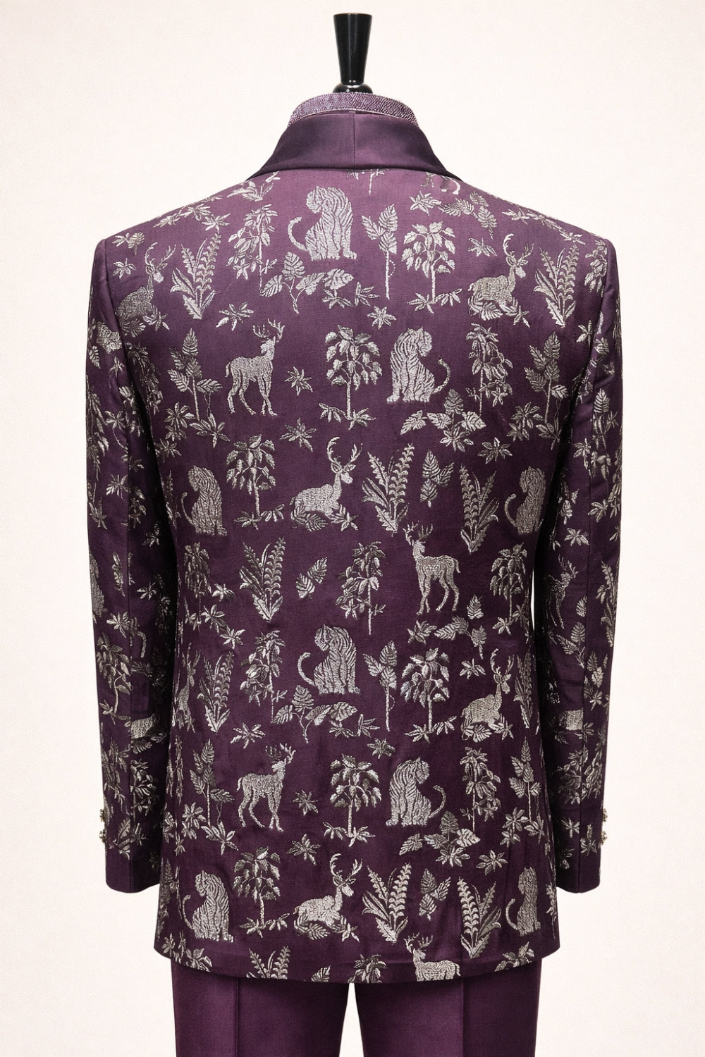 Wine Imported Jodhpuri set with Embroidery and Sequins Work