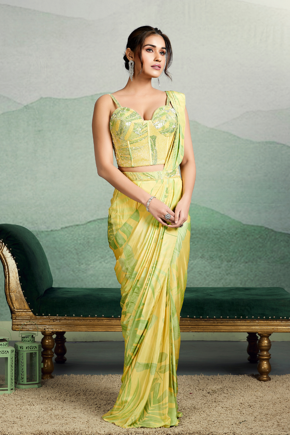 Crepe silk readymade Saree