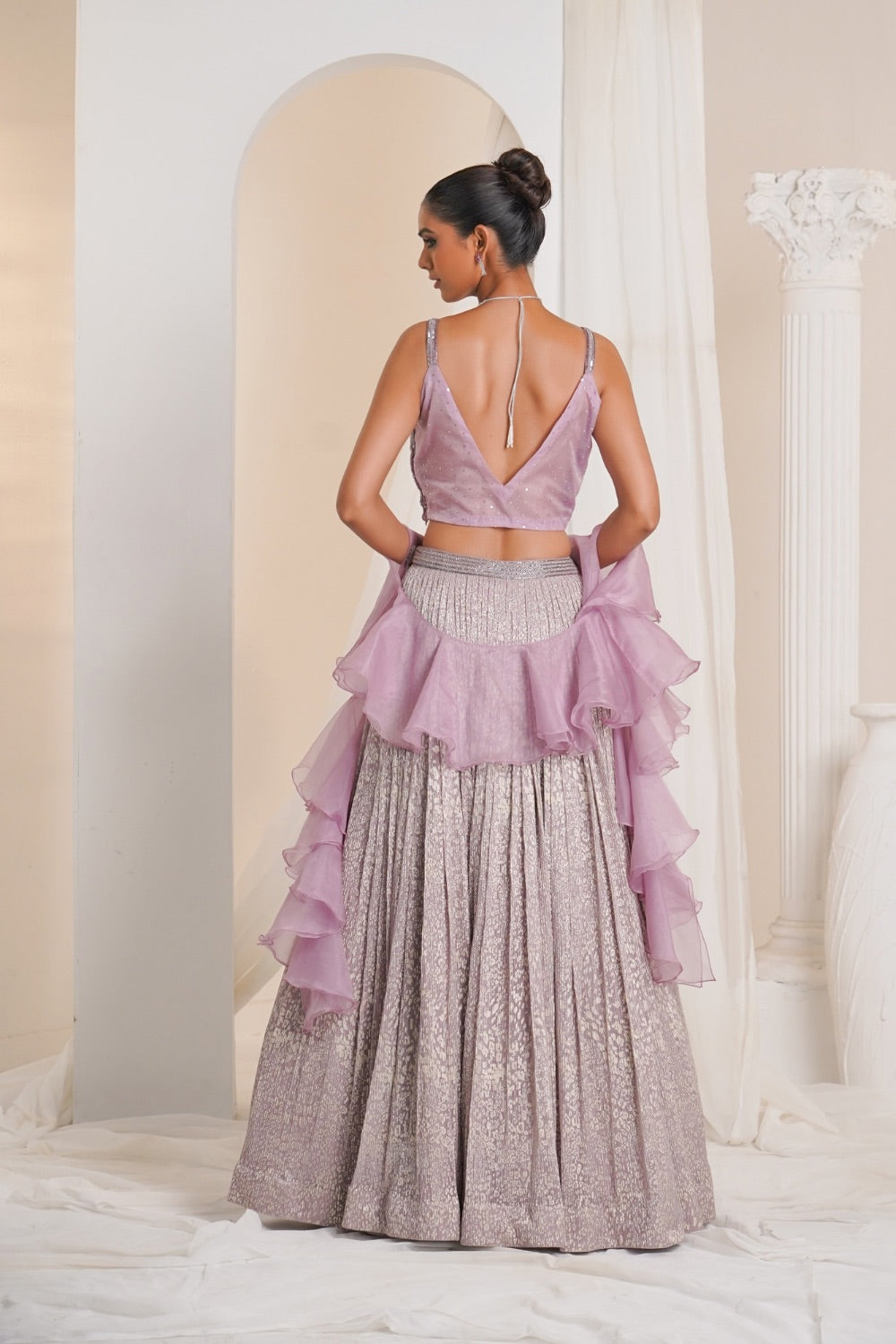 Lilac soft tissue lehenga choli