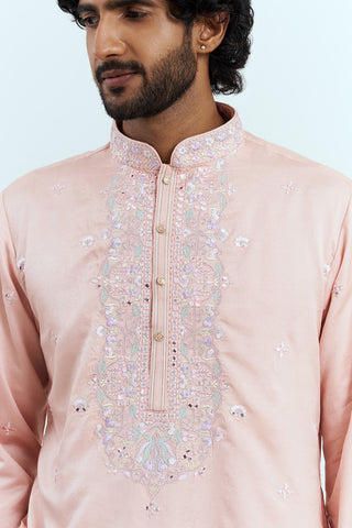 Blush Pink Embroidered Men's Kurta Set