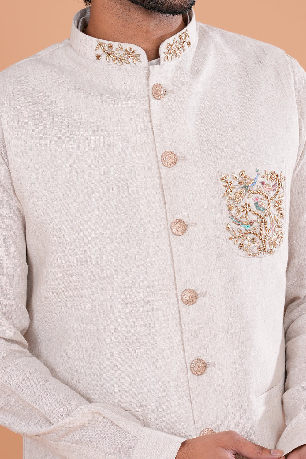 Ivory Heritage Embroidered Men's Koti Set