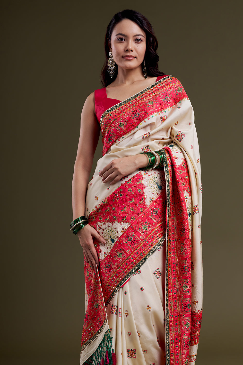 Ivory Heritage Embroidered Saree