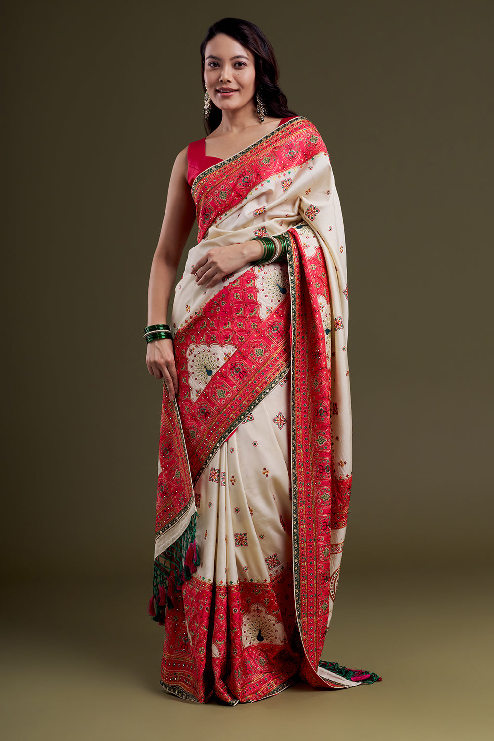 Ivory Heritage Embroidered Saree