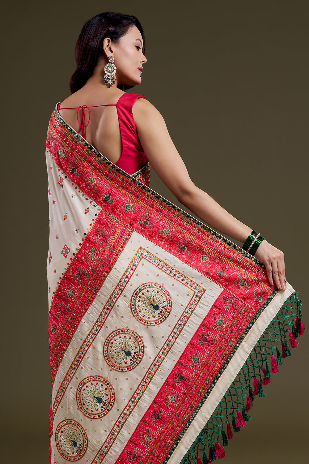 Ivory Heritage Embroidered Saree