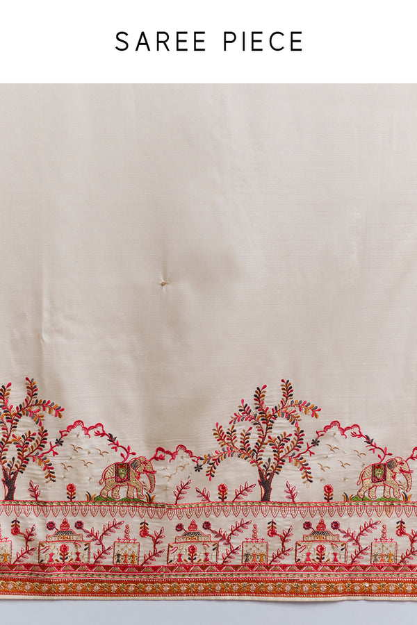 Ivory Heritage Silk Embroidered Saree