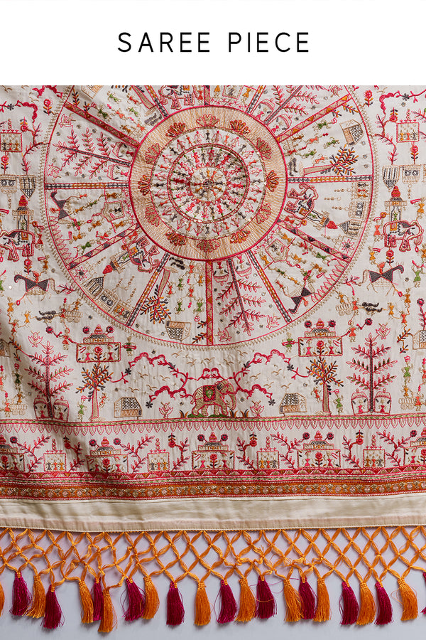 Ivory Heritage Silk Embroidered Saree