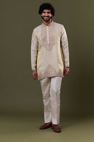 Light Gold Tissue Silk Sequin Embellished Kurta Set