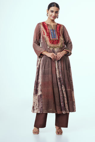 Maroon Modal Indo Western with Bead Work