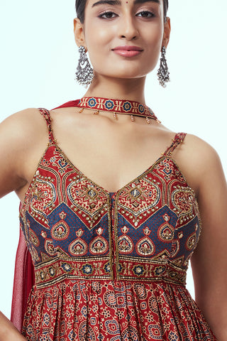 Maroon Modal Indo Western with Sequin Work