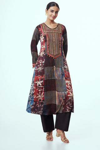Multicoloured Modal Indo Western with Thread Work