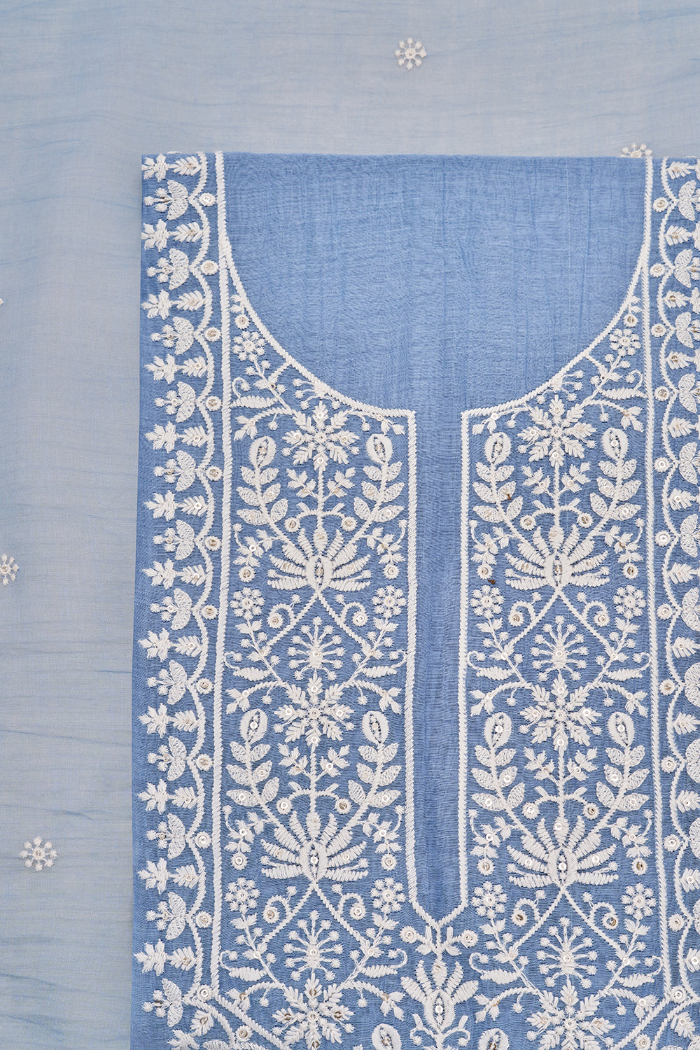 Powder Blue Resham Embroidered Unstitched Suit Set