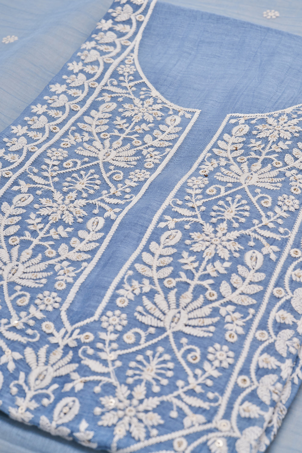 Powder Blue Resham Embroidered Unstitched Suit Set