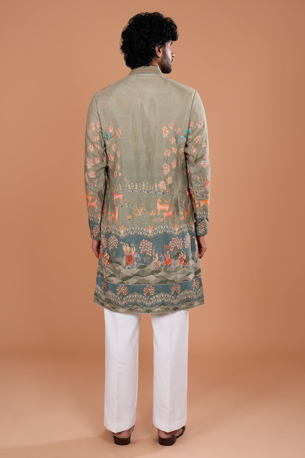 Sage Green Green Heritage Scenic Embroidered Men's Kurta Set
