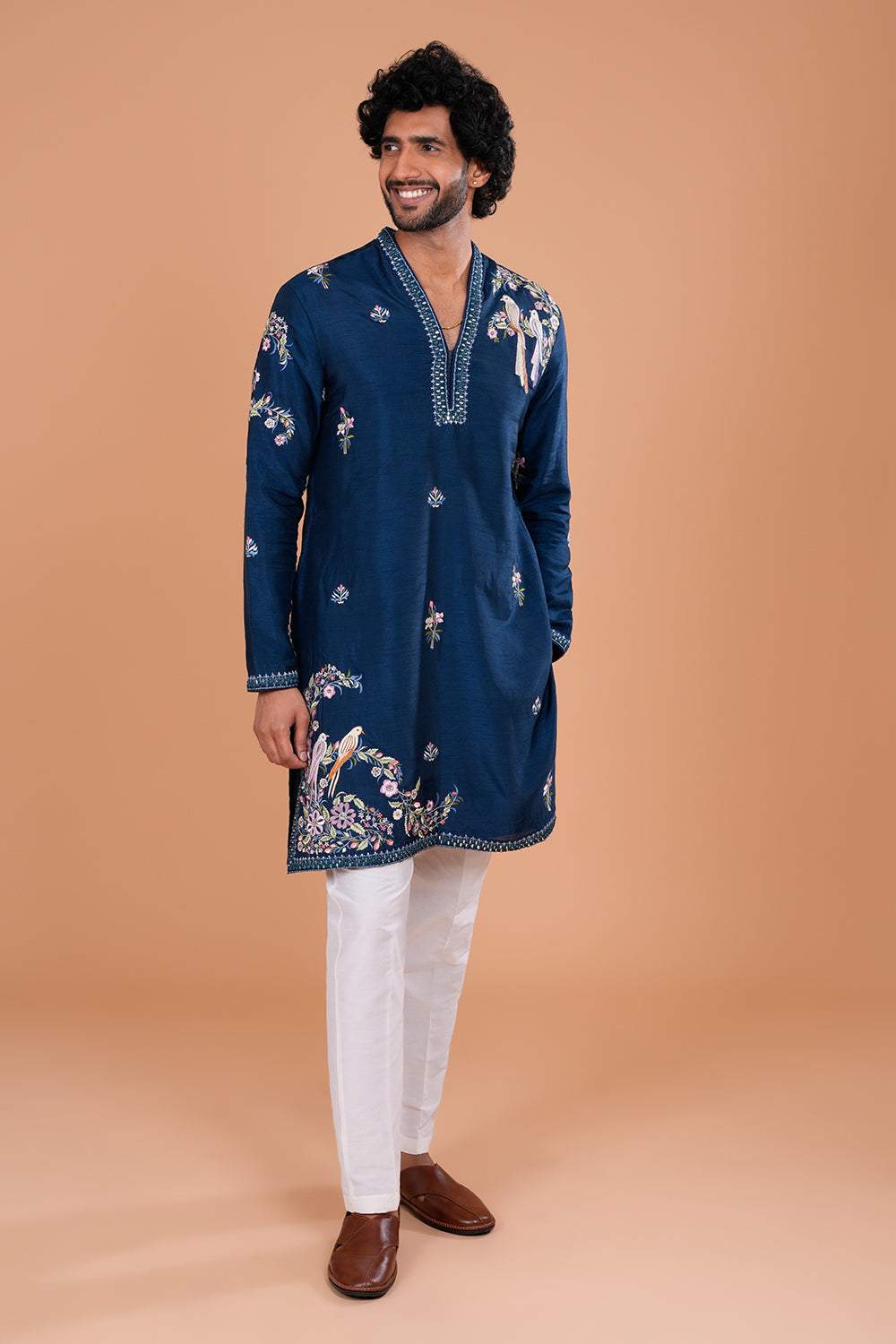 Teal Blue Silk Men's Kurta Set