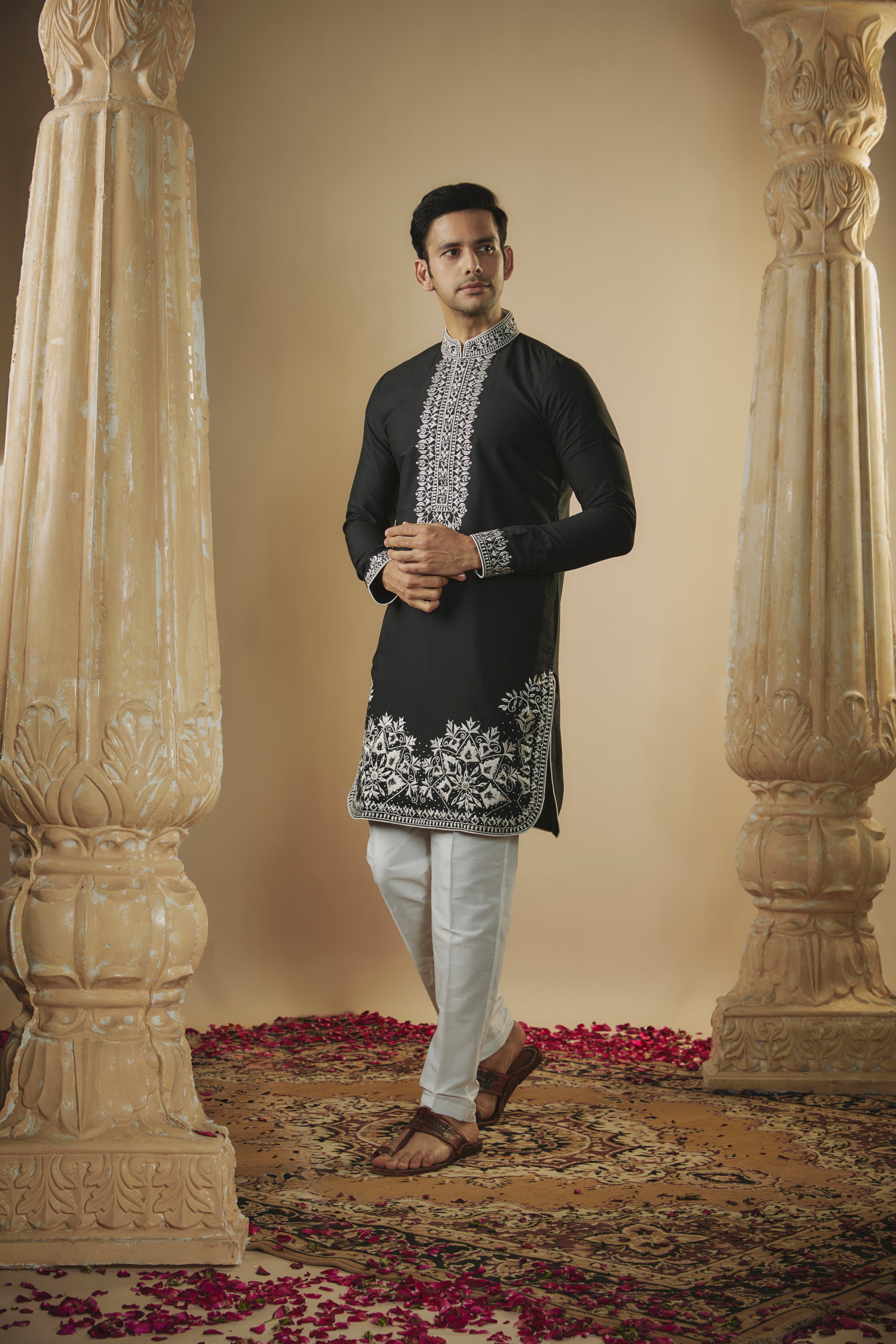 Navy blue imported japanese plain nawabi set