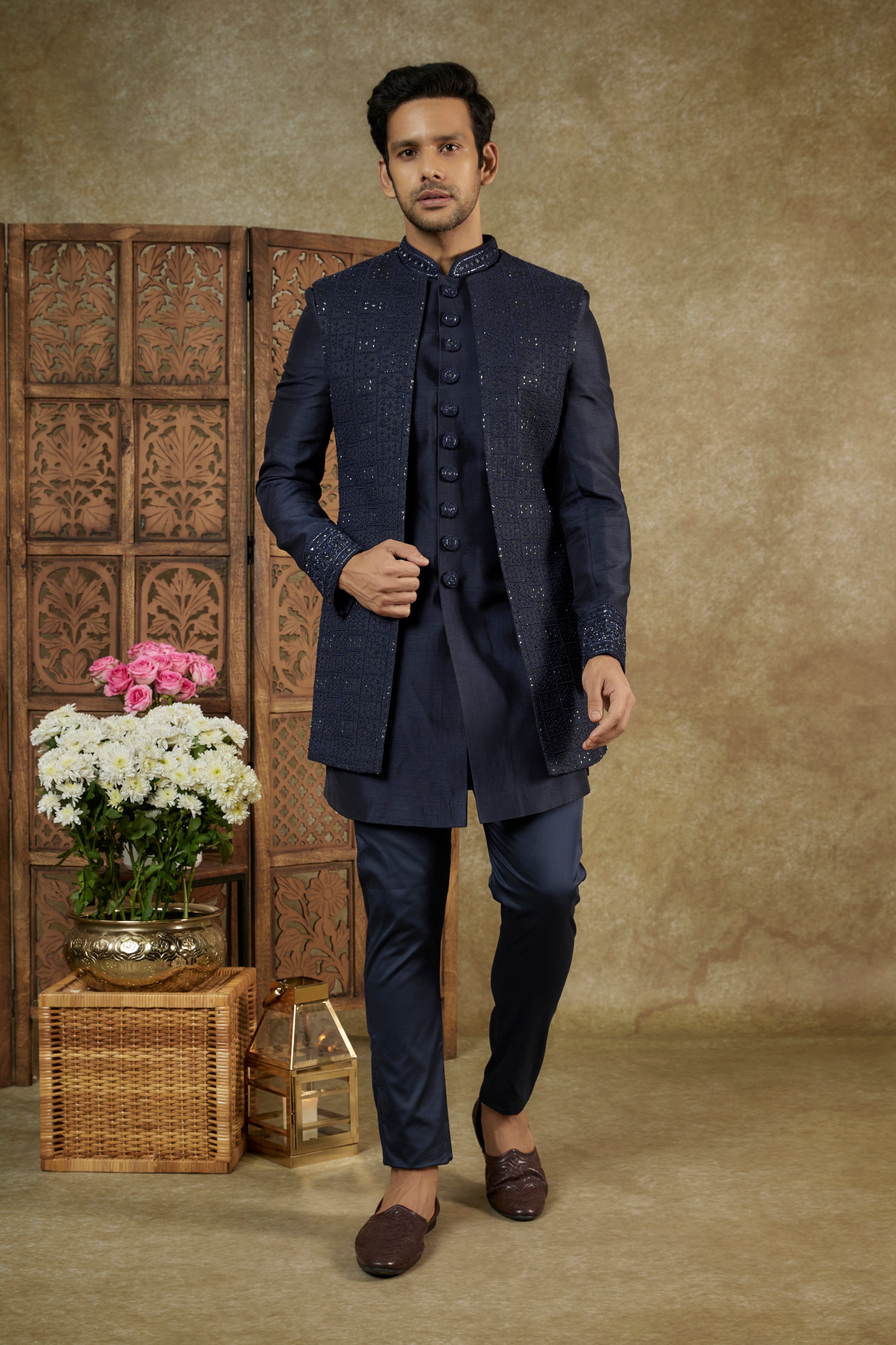 Latest Imported Indo Western in Navy blue for Men online - New Arrivals