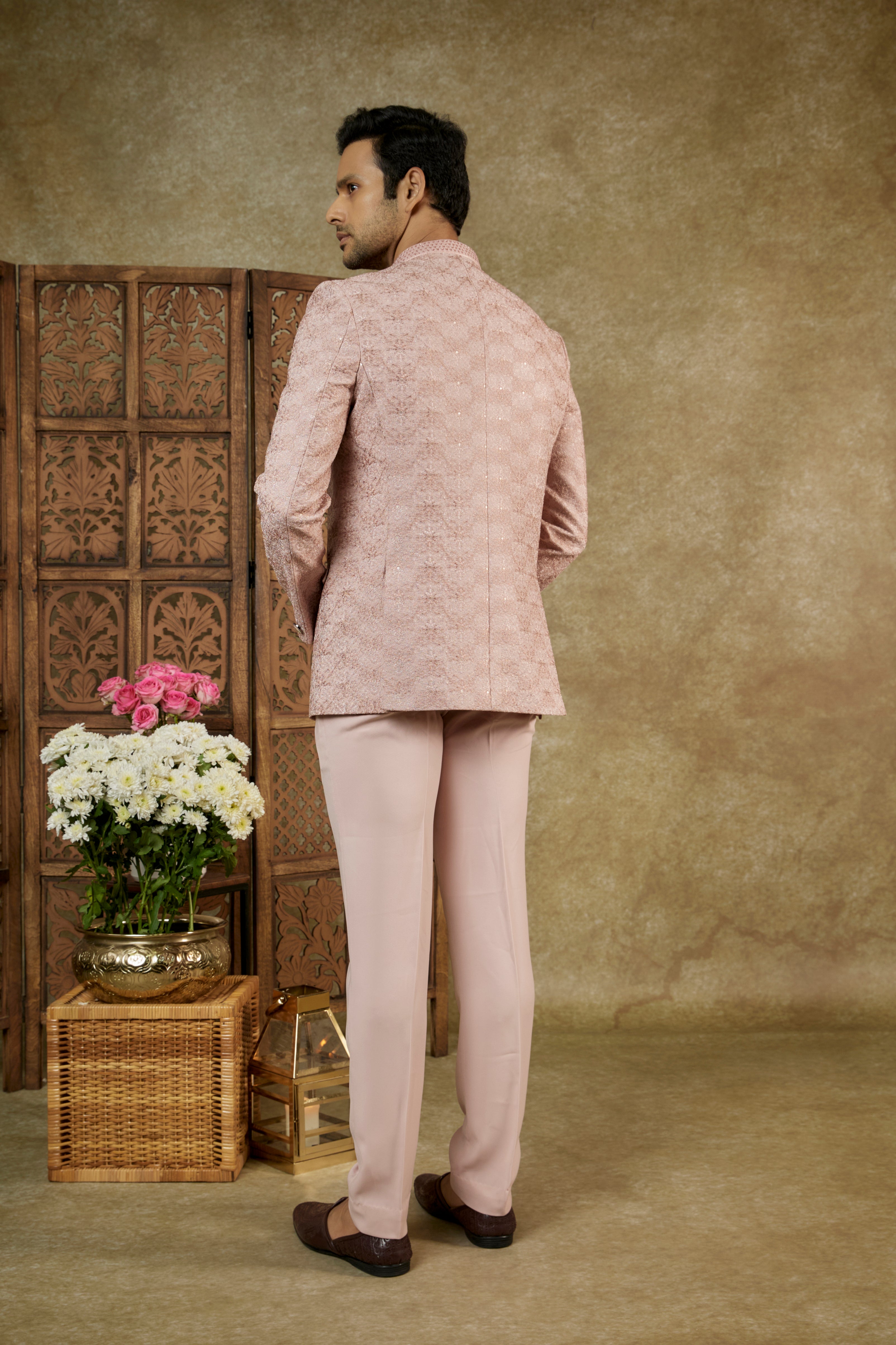 ROSE PEACH JACQUARD JODHPURI SET